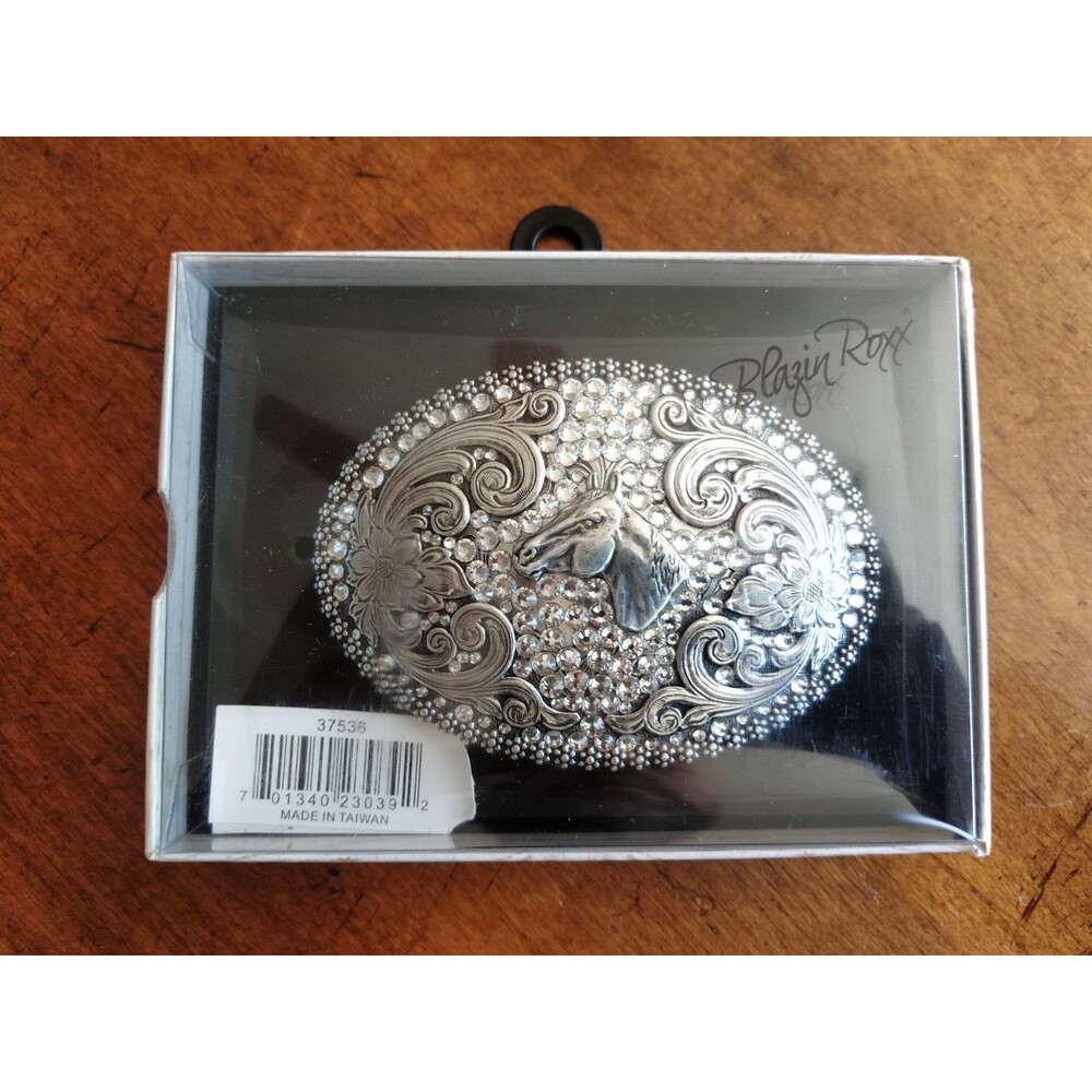 Nocona Blazin Roxx Horse Head Crystal Rhinestone Western Belt Buckle Bling 37536